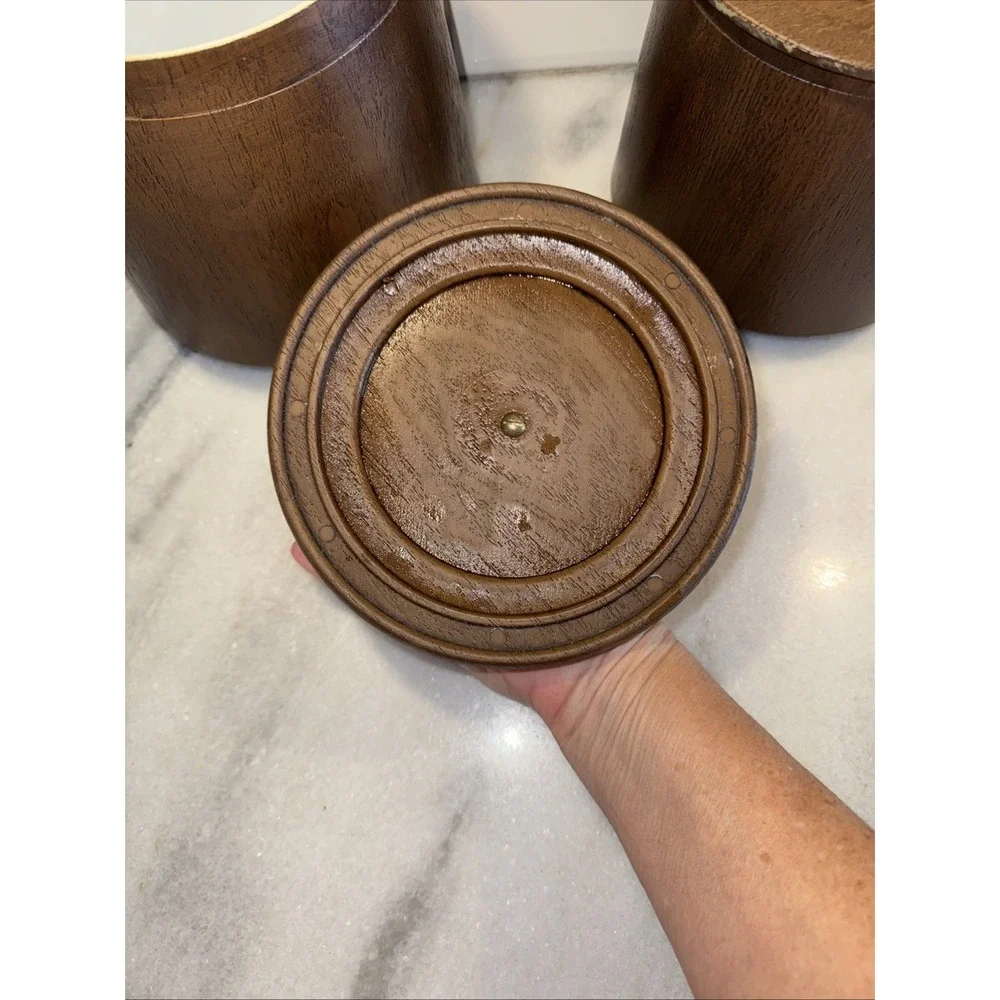 Rare Amazing Vintage‎ MCM Faux Wood/ Hard Plastic Canister Set